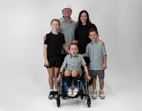 group of people with 3 wearing performance golf polos