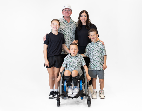 group of people with 3 wearing performance golf polos