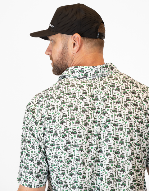 side view of man wearing black hat