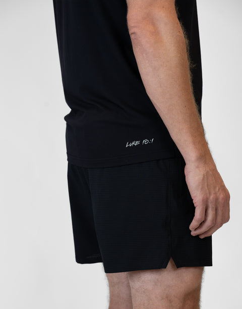 Rear view of man wearing Men's Black 6" Airflow Short