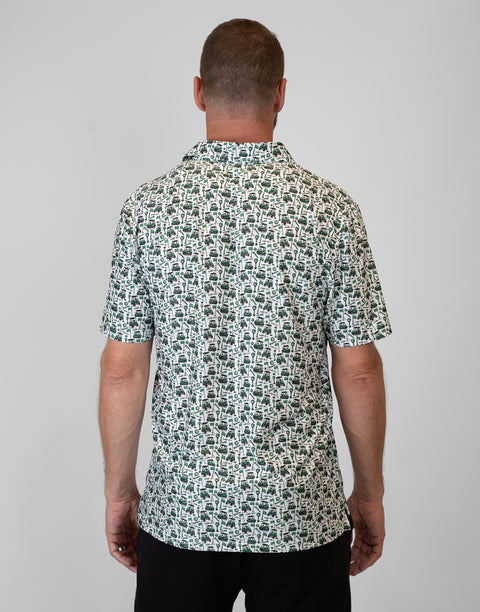 Rear view of man wearing Performance Golf Polo