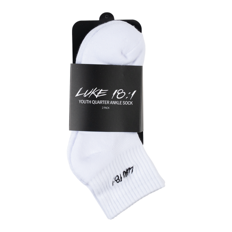 Luke 18:1 white socks in packaging